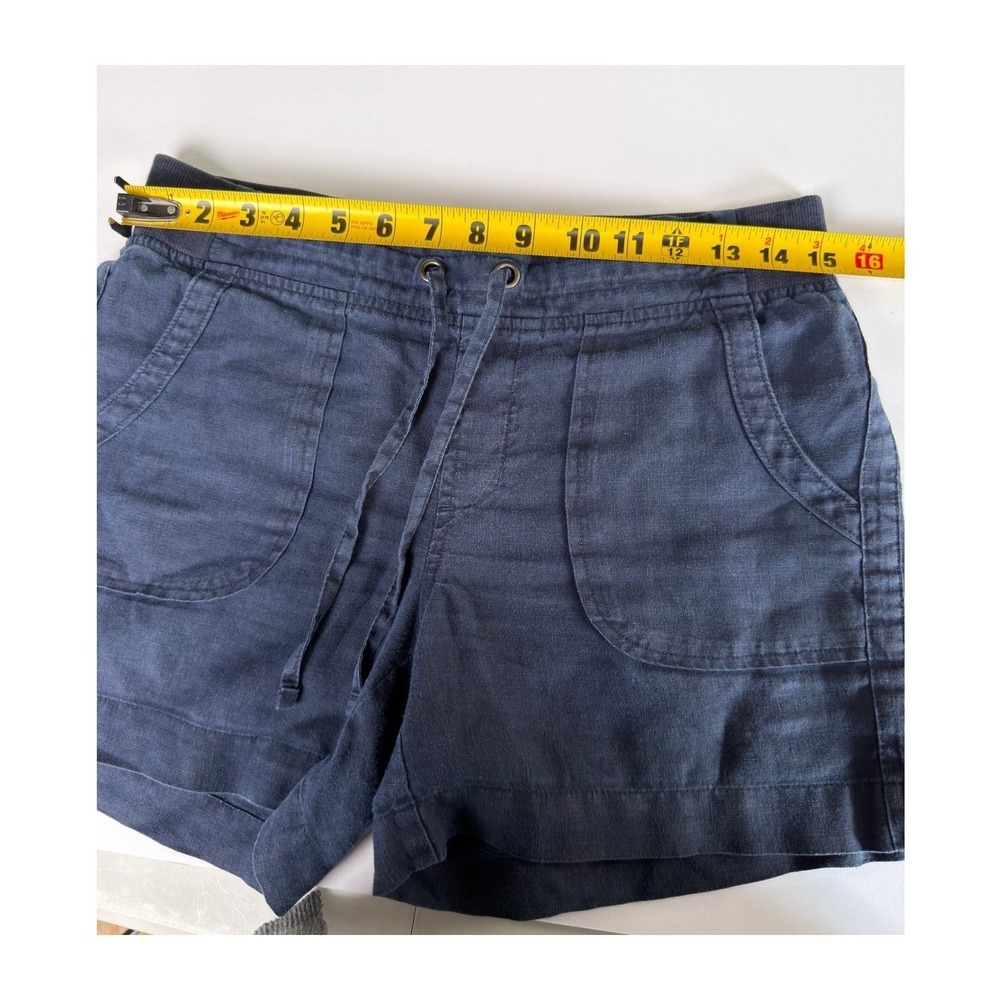 Athleta Linen Shorts Womens Navy Blue Excellent Drawstring Pockets Casual - Picture 9 of 11